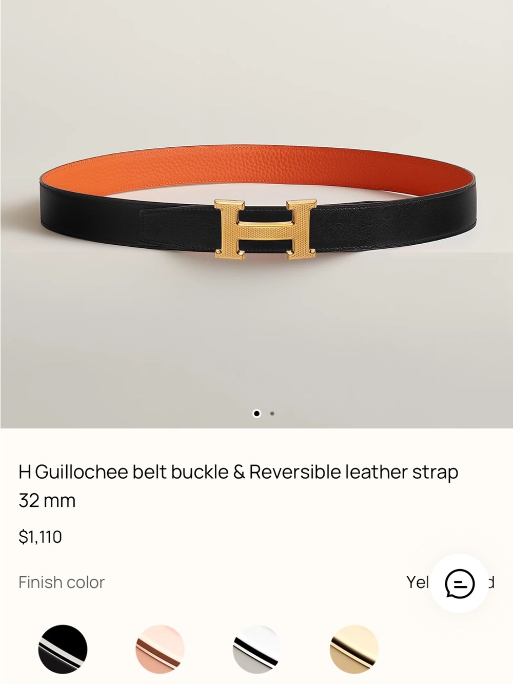 Authentic Hermes H Guillochee belt buckle & Reversible leather strap 90cm - Picture 4 of 6